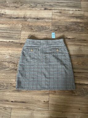 NWT LOFT Plaid Brown Skirt with Gold Buttons Size 4P